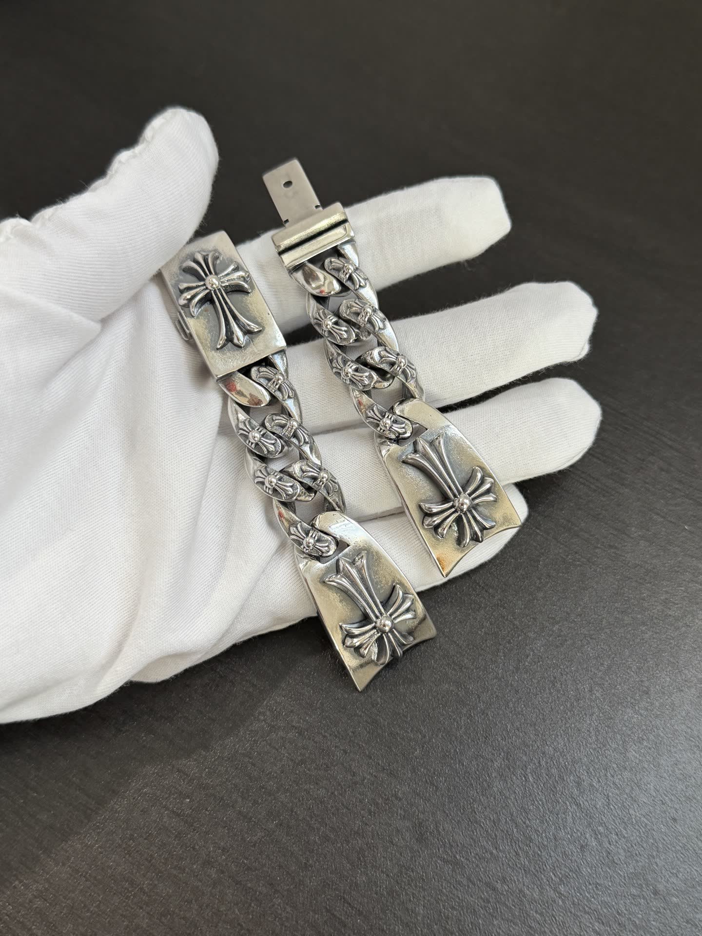 Chrome Hearts Silver Cross Link Bracelet